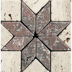 LISTELO ESTRELLA TRAVERTINO ROJO - TRAVERTIO CREMA 15x15